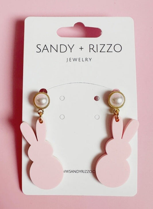 Pearl Top Matte “Bunny” Earrings- Pink