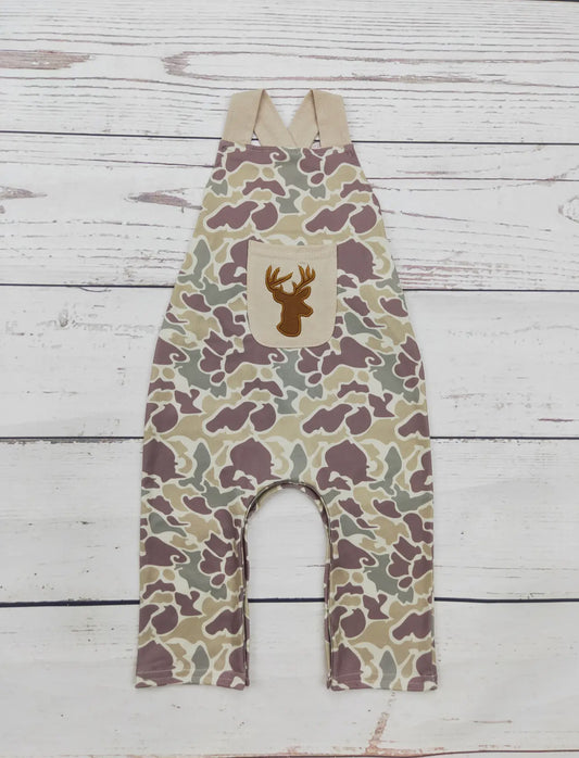Baby Boy Camouflage Deer Appliqué Jumpsuit