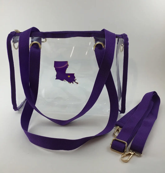 Purple and Gold La State Clear Bag