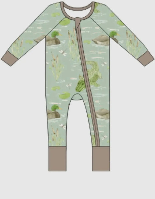 Ducks and Gators Zipper Onesie
