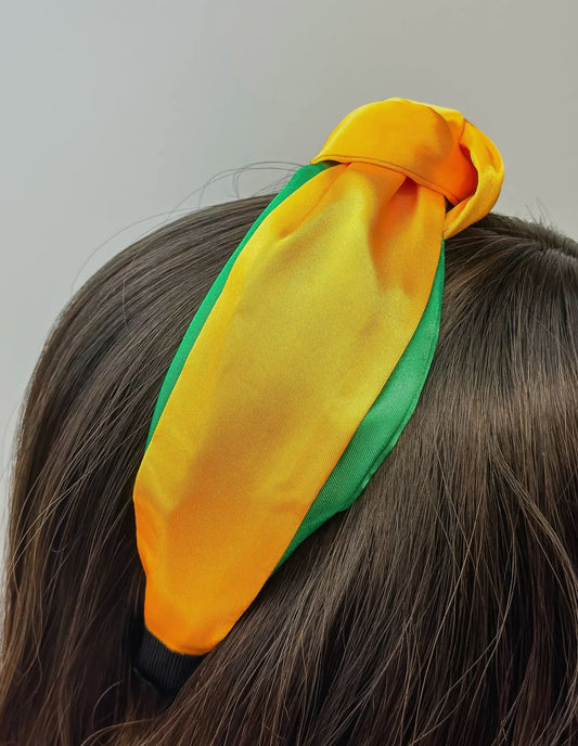 Game Day Jumbo Puffy Knotted Headbands - Gold/Green