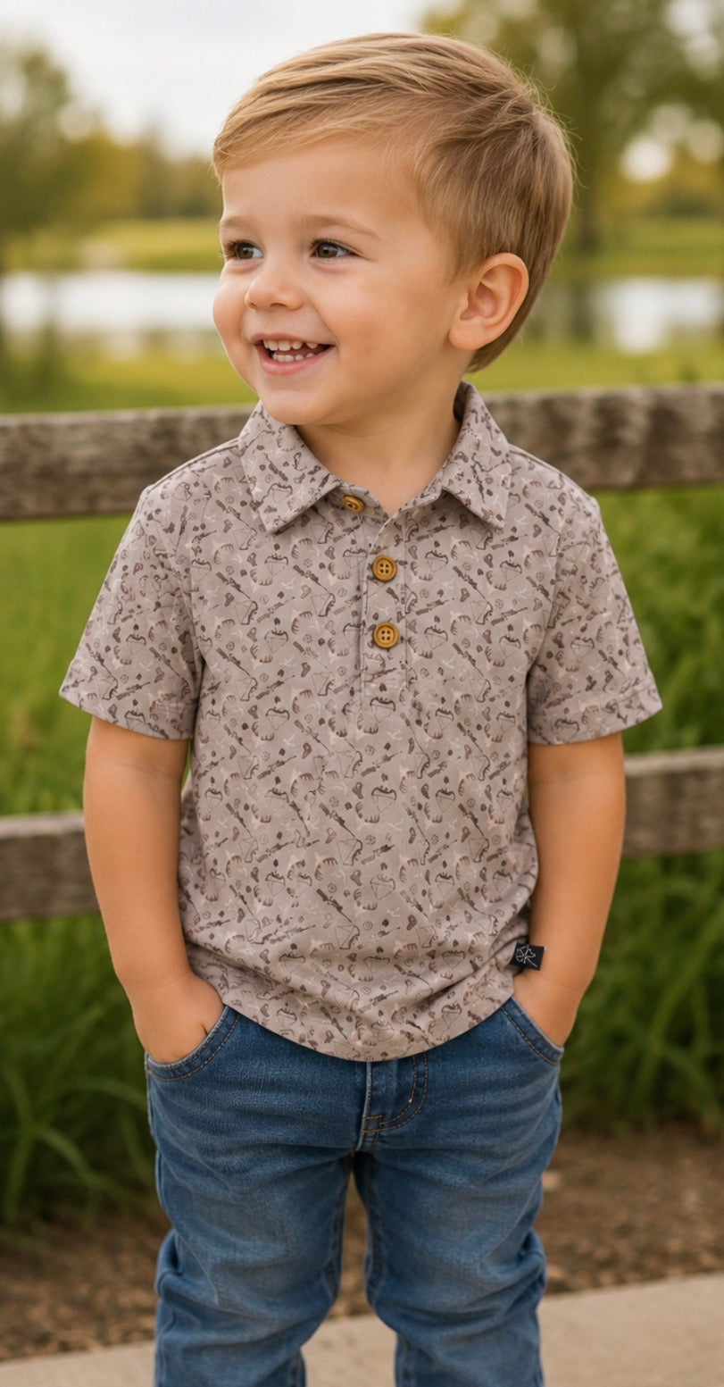 Deer Hunt Boy Collar Shirt