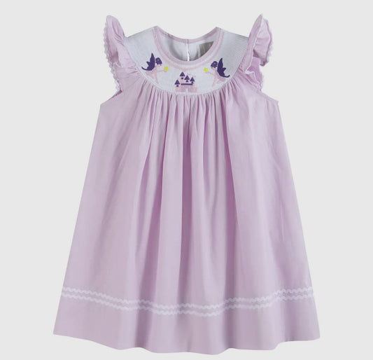 “Fairy Castle” Smocked Bishop Dress- Purple