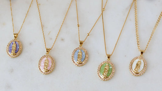 Gold Virgin Mary Necklace, Religious Jewelry, Catholic Gifts