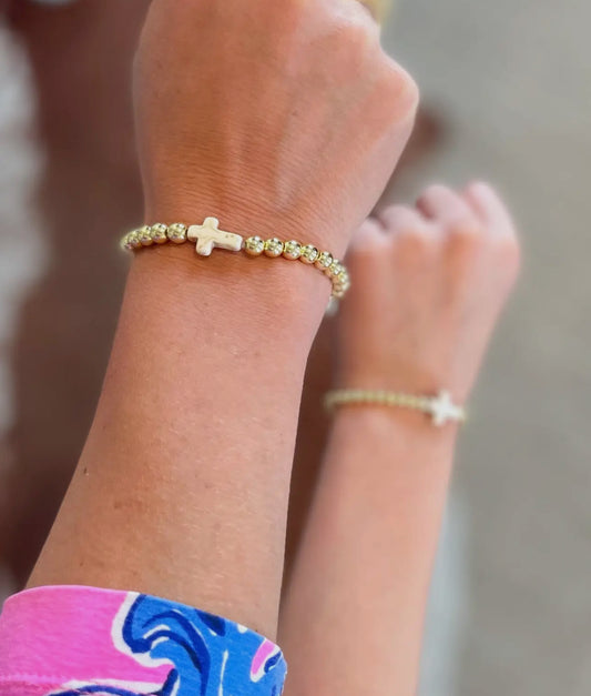 Gold “Cross” Mommy and Me- Bracelet