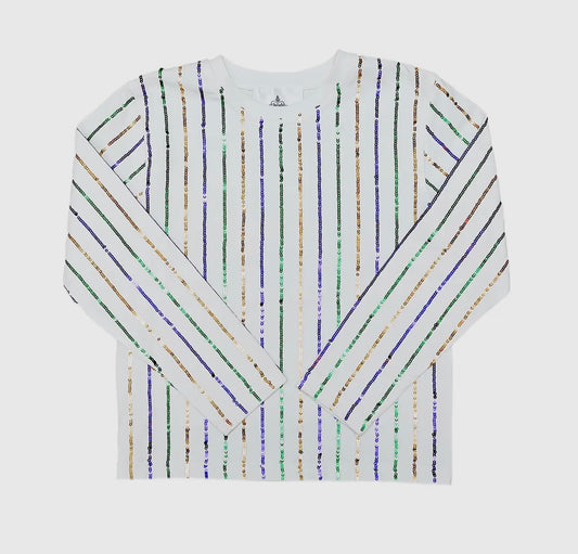 Mardi Gras Sriped Long Sleeve- Girls