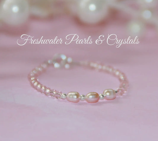 Infant Sweet Pink “Pearls//Crystals”- Bracelet