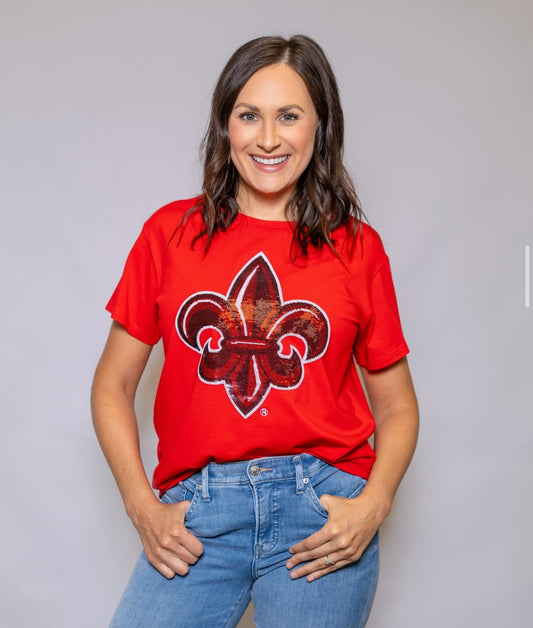 UL Fleur De Lis Sequins Design Tee
