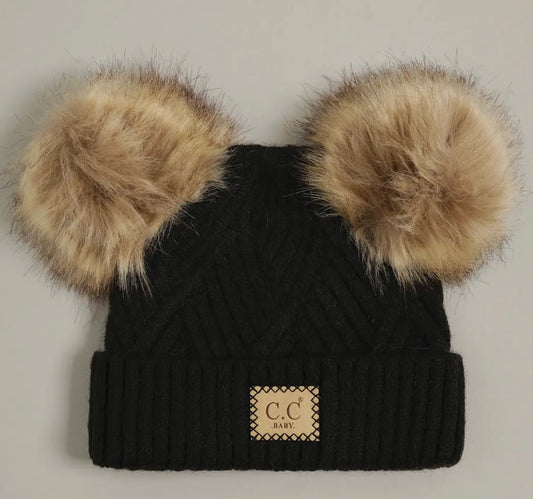 Baby Criss-Cross Beanie with Double
Pom-Pom