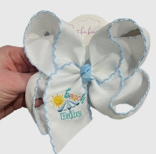 “Beach Babe” Embroidered- Hair Bow