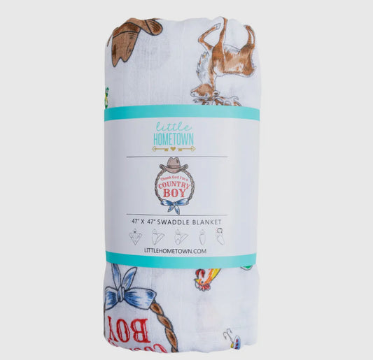 Country Boy Muslin Swaddle
Receiving Blanket