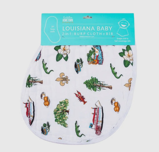 2-in-1 Burp Cloth and Bib: Louisiana (Unisex)