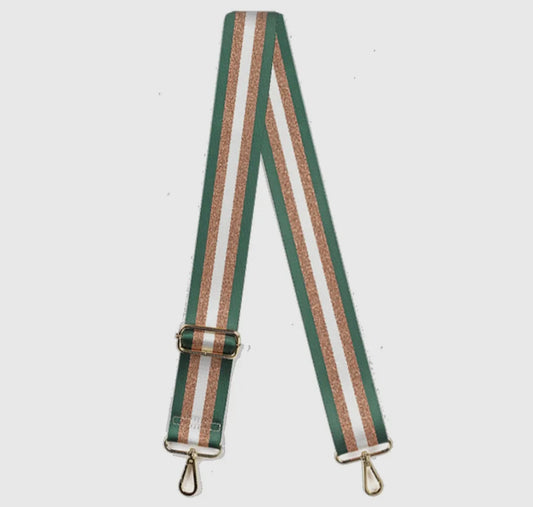 Stripe Crossbody Strap- Green/Bronze