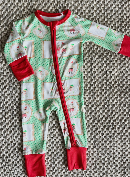 Santa Family Fishing Zipper Onesie