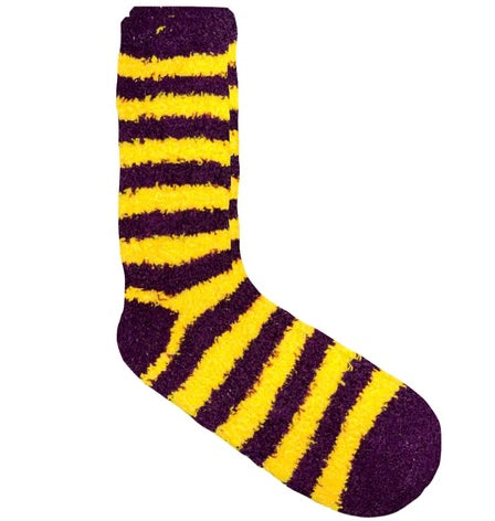 Team Stripe Cozy Socks in Purple/Yellow