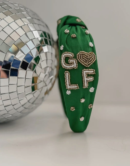 "Golf" Headband- Green/White/Gold