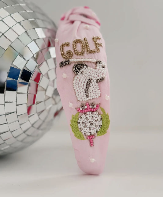 Beaded Top Knot “Golf”- Headband