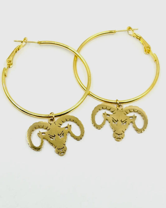 “Ram” Gold Hoop- Earrings