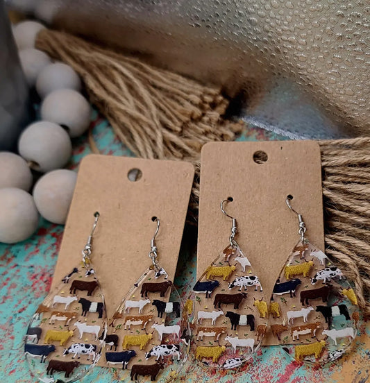 “Cow” Teardrop- Earrings