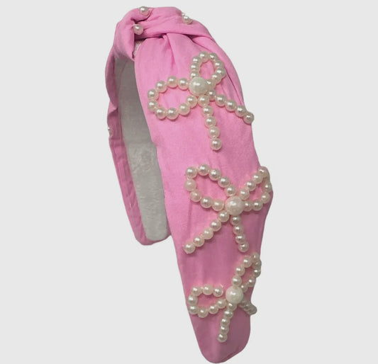 Headband Knot - Pearl Bow - Light Pink