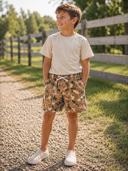 Kids' Brown Camo Performance Shorts