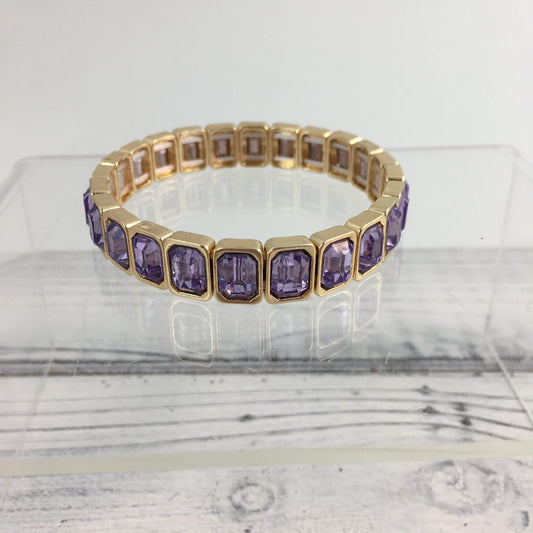 Purple and gold gemstone stretch bracelet