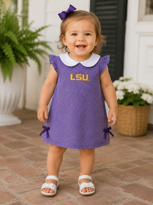 Lsu Tigers Embroidered Purple Gingham
A Line