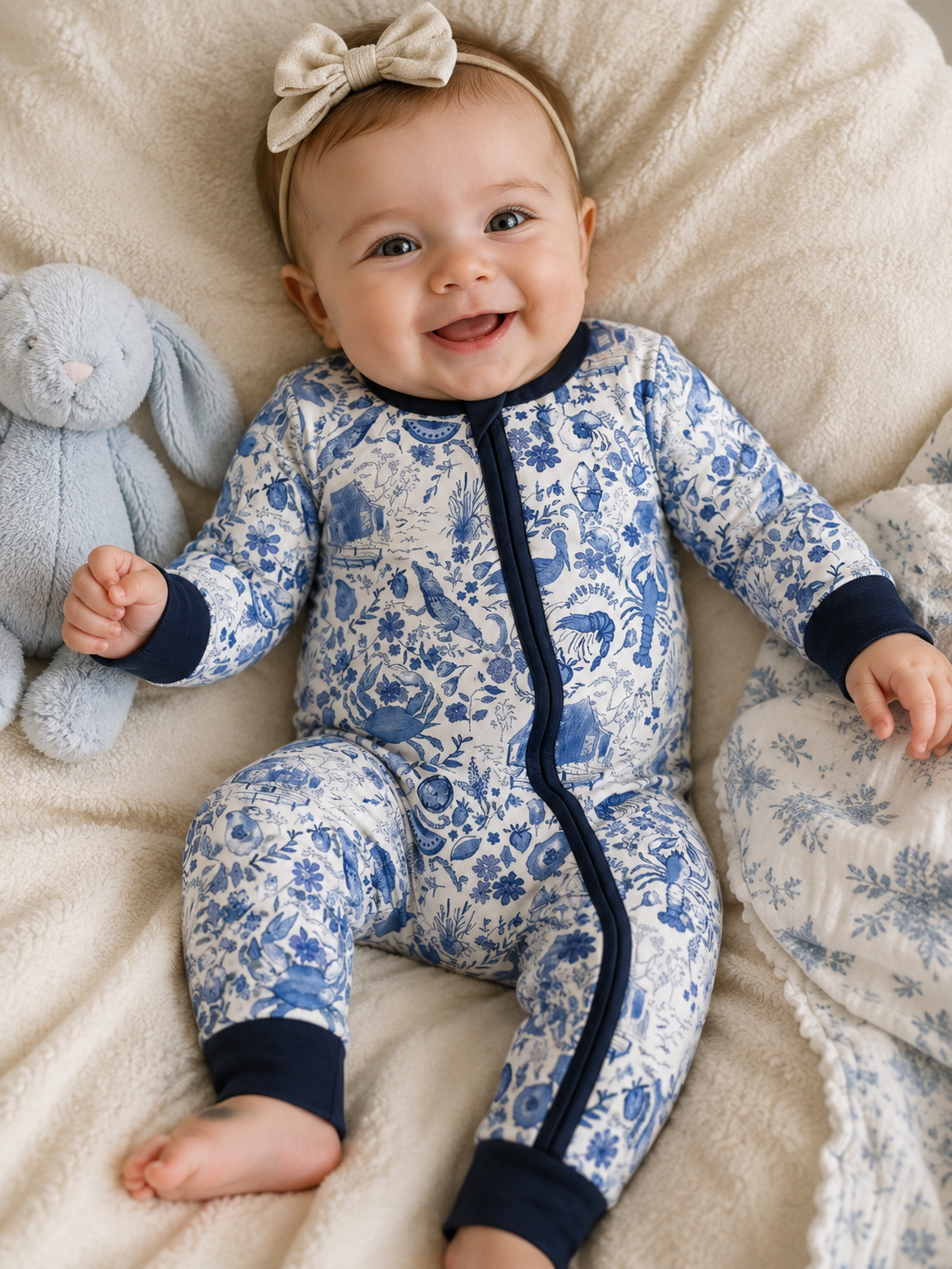 "Southern Blues" Premium Bamboo Zippie Pajamas