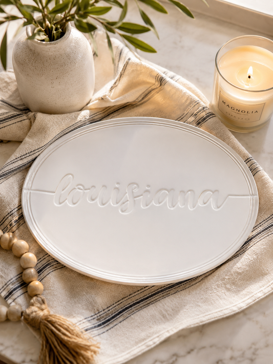 Louisiana Embossed Platter White 16x12