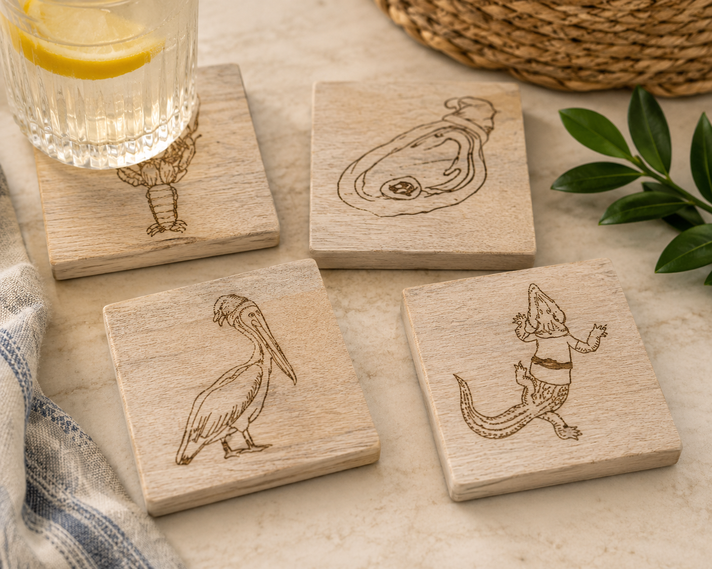 Cajun Joy Coasters Natural