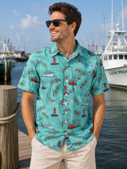 Men’s Shrimp/Boat Button Up