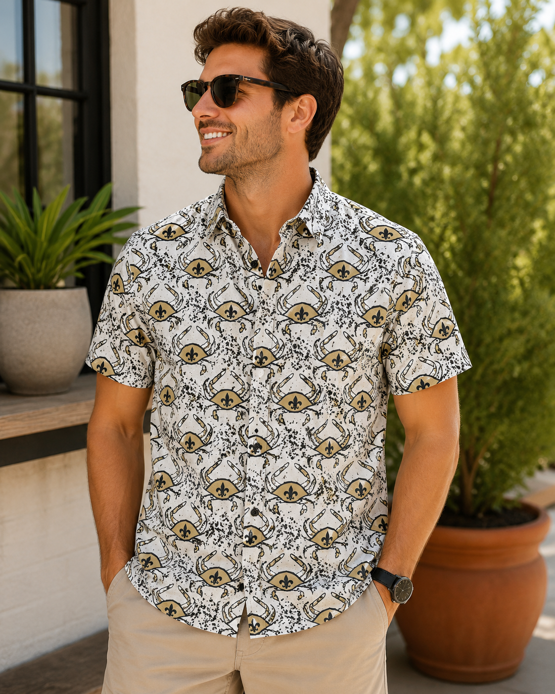 Men’s Crab/Saints Button Up