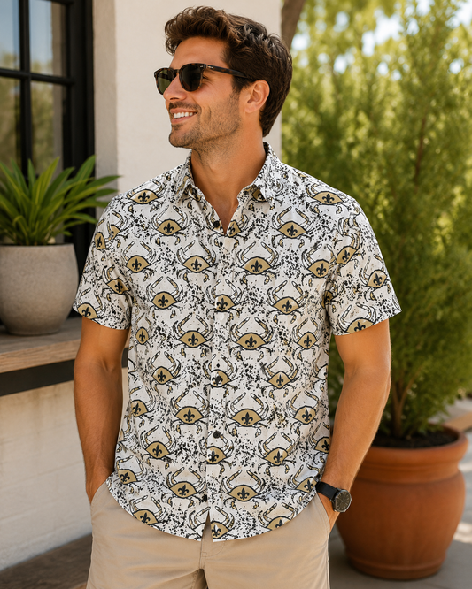 Men’s Crab/Saints Button Up