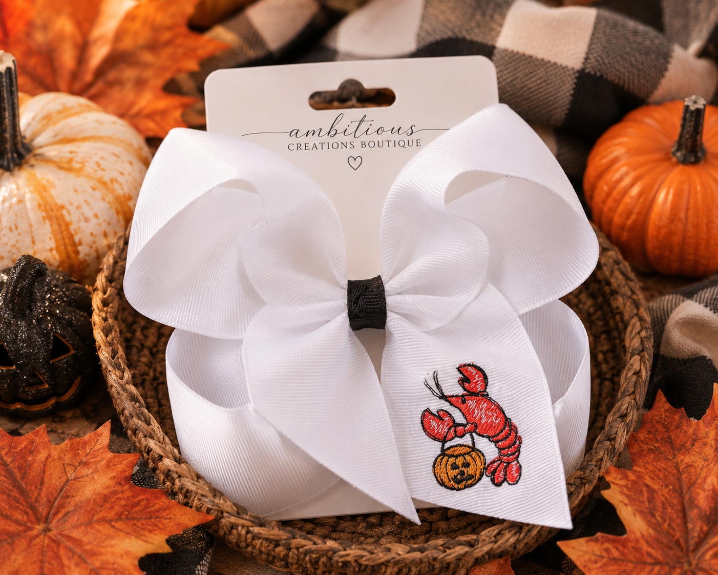 Cajun Crawfish Halloween Hair Bow