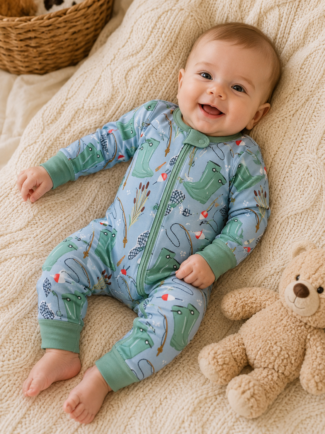 Baby Boy Fishing Pattern Zippy Sleeper