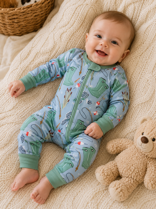 Baby Boy Fishing Pattern Zippy Sleeper