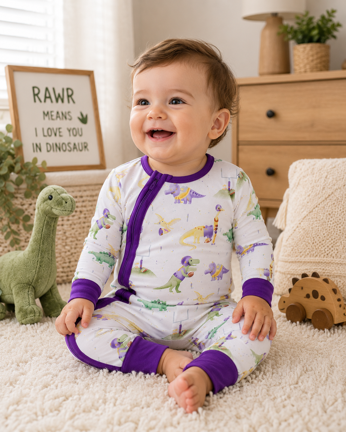 Lsu Dinos All-Stars Organic Cotton
Kids Pajamas-Zippy
