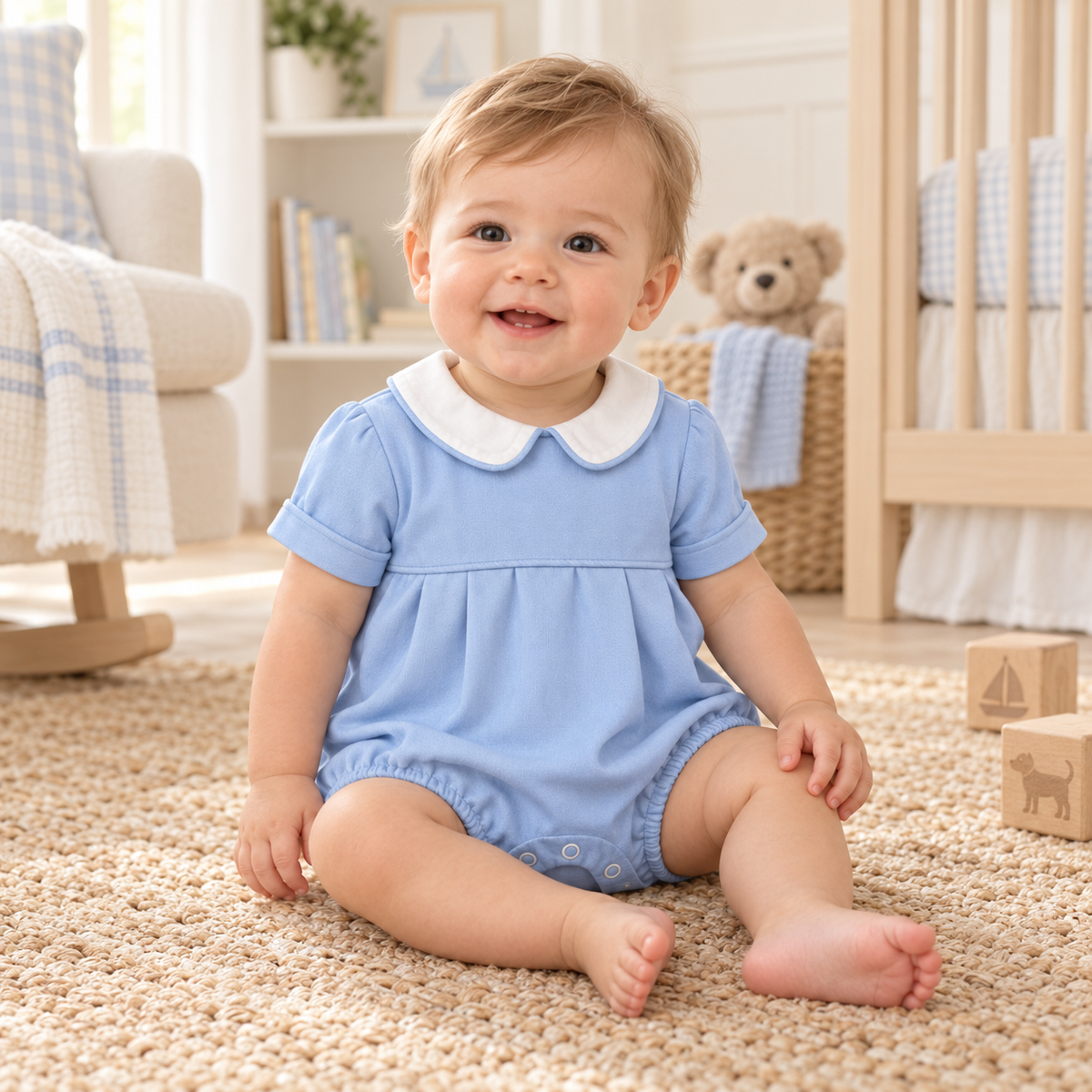 Blue Corduroy Boy's Romper