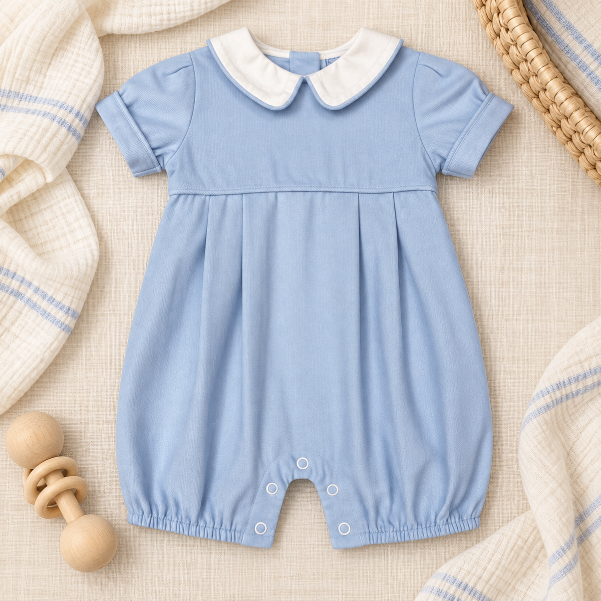Blue Corduroy Boy's Romper