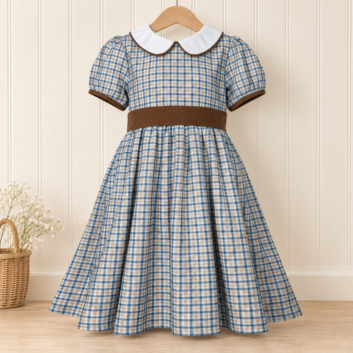 Blue/Khaki Plaid Plaid Dress