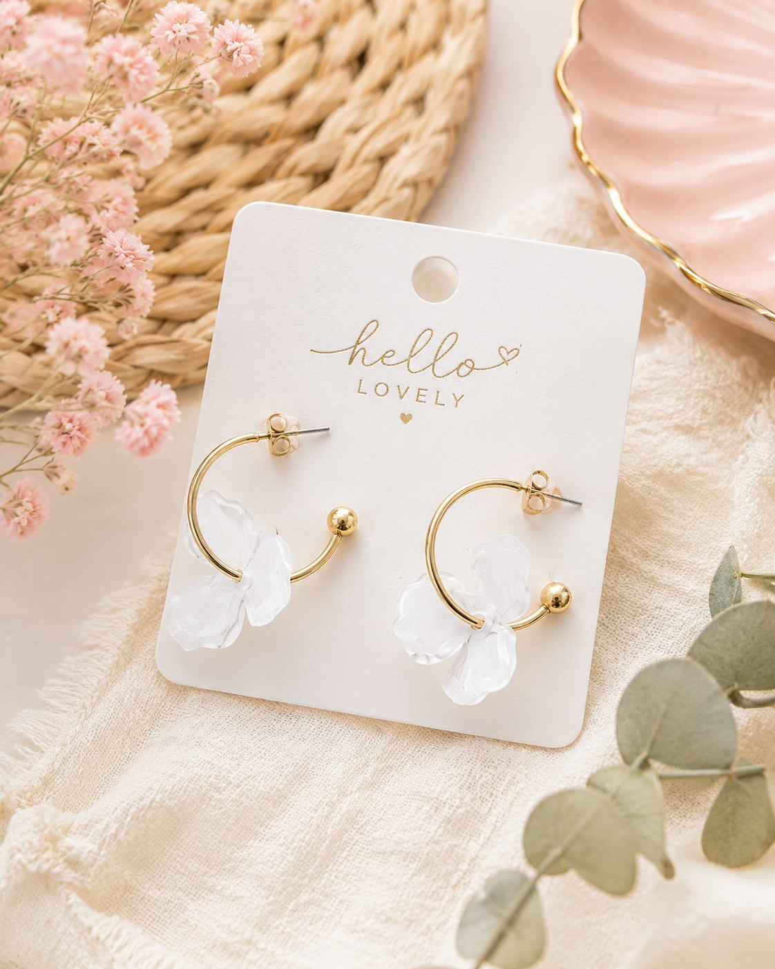 Magnolia Hoops - White // Jewelry, Earrings