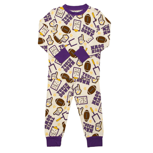 Purple and Yellow "Touchdown" Bamboo Pajamas