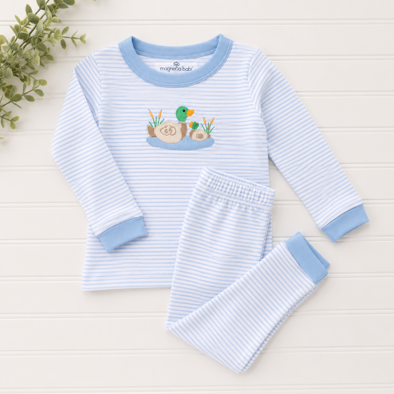 Mallard Duck Pond Applique Long Pajamas