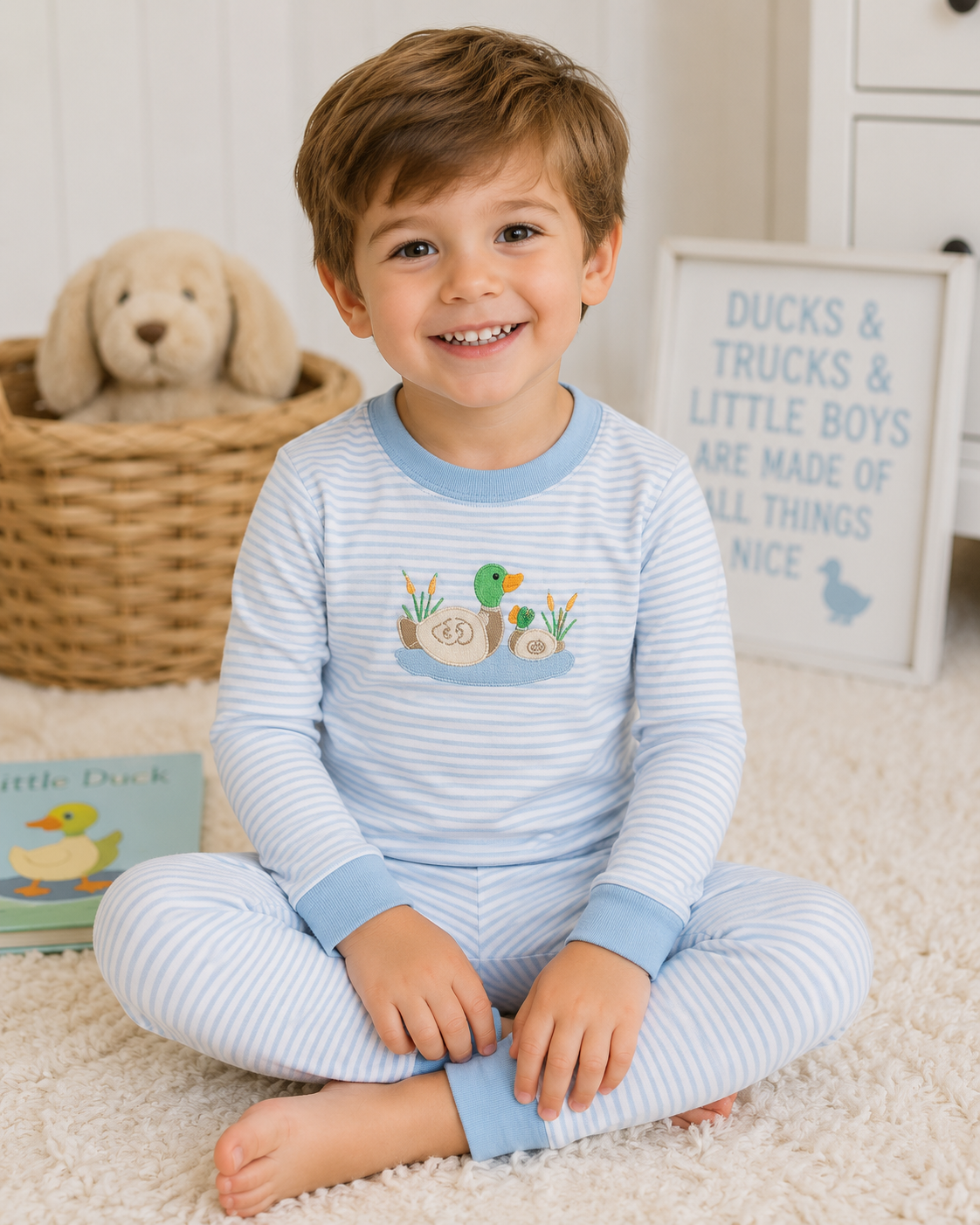 Mallard Duck Pond Applique Long Pajamas