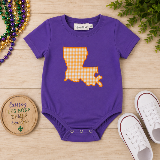 Louisiana Embroidered Gingham
Bubble Romper