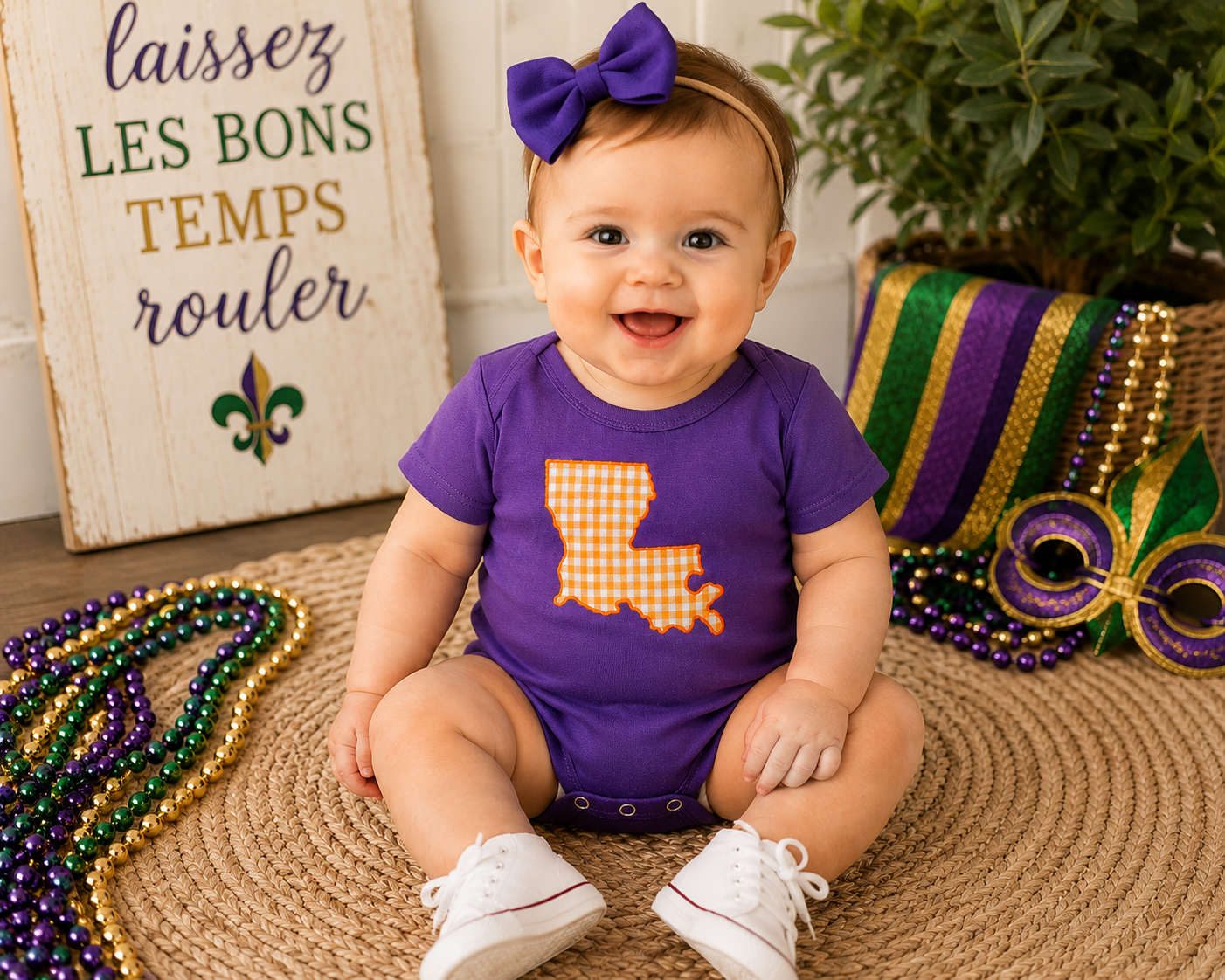 Louisiana Embroidered Gingham
Bubble Romper