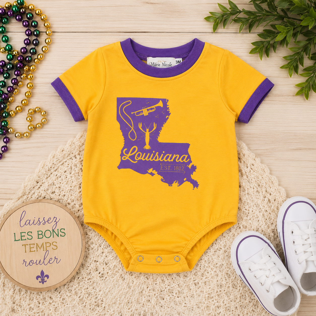 State of Louisiana Graphic Bubble Romper