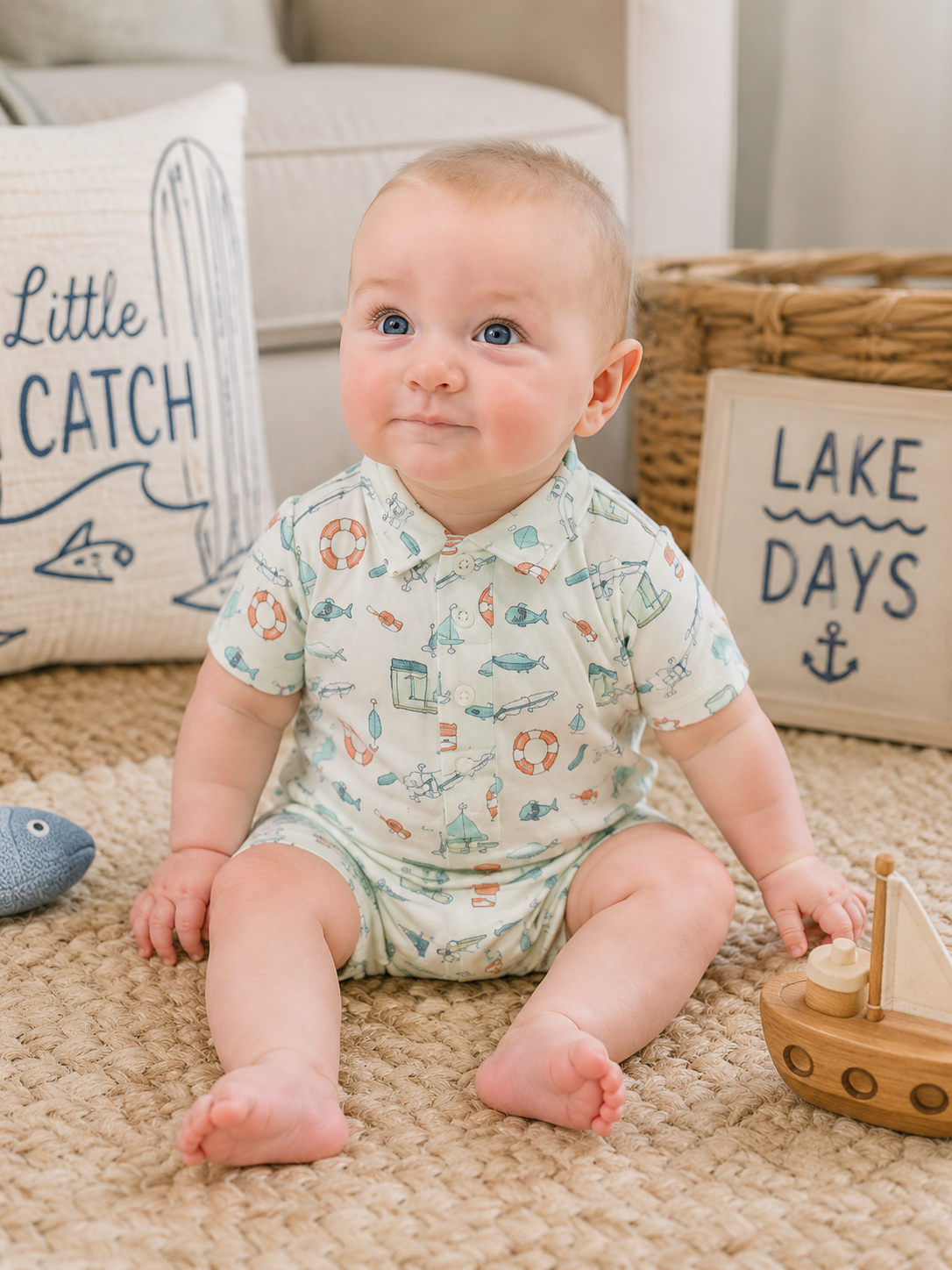 Polo Romper - Cast A Line