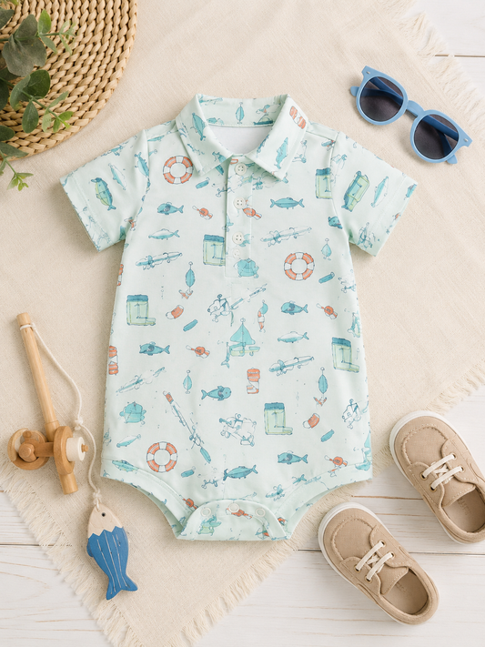 Polo Romper - Cast A Line