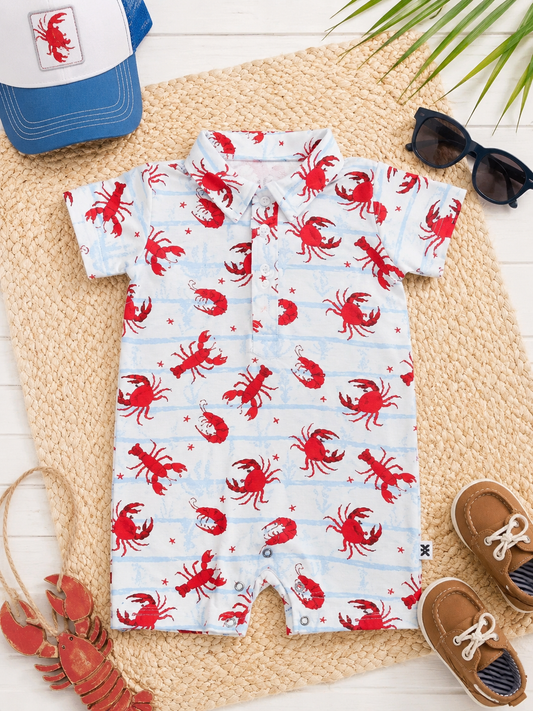 Polo Romper - Feeling Crabby